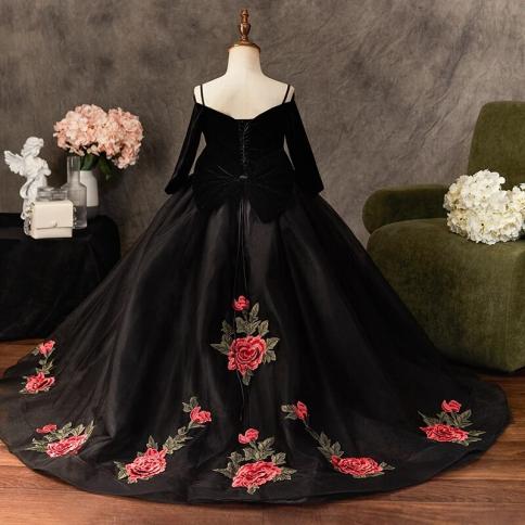 Girls Grade 8 Graduation Dress Long Black Dresses Girls Black Elegant Dress Kids Girls Casual Dresses Color B Flower dress Kid Size 150cm 11-12Y Girls Grade 8 Graduation Dress Long Black Dresses Girls Black Elegant Dress Kids Girls Casual Dresses Color B Flower dress Kid Size 150cm 11-12Y