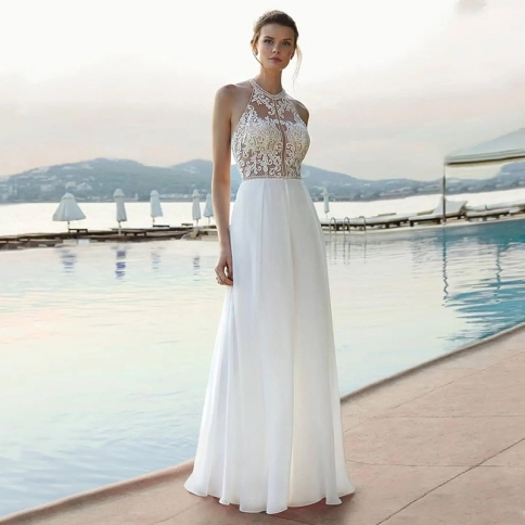 Source Women's Dresses Wedding Dresses Elegant Mesh Skirt Dresses Beach  Bridal Dresses size 10 Color ivory white