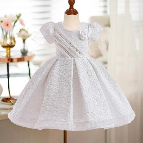 Summer Flower Girls Dress Elegant White Lace Bridemaids Princess Prom Kids  Party Dresses For Girl Wedding Birthday Gown Color White Kid Size 6Y