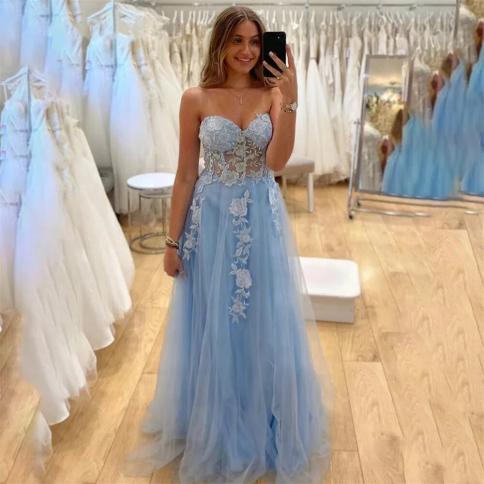 Blue Lace Applique Prom Dresses Tulle Strapless Long Floor Length Celebrity Graduation Evening Gowns Special Occasion Dr Color Purple US Size 20W Blue Lace Applique Prom Dresses Tulle Strapless Long Floor Length Celebrity Graduation Evening Gowns Special Occasion Dr Color Purple US Size 20W