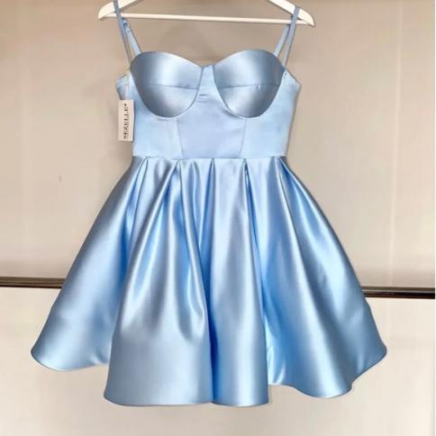 slim fit dress slacks Zapaka Women Grey Blue Cocktail Dress Cute A Line Sweetheart Short  Graduation Dress – Zapaka CA main image 1