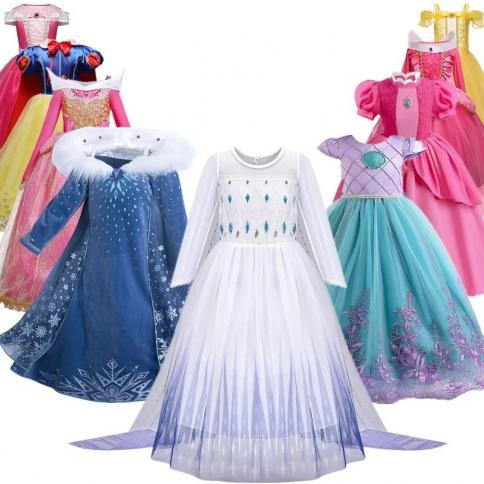 2024 New Fancy Elsa Princess Dress For Girls Performance Cosplay Dresses  For Easter Carnival Party 3 10 Years Kids Girls