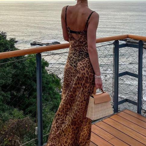 princess polly baby blue dress Mingmingxi Summer Leopard See Through Dress Maxi Backless Sheer Beach Dress  Lace Up Elegant Floor Length Holiday Dress size M Color Khaki