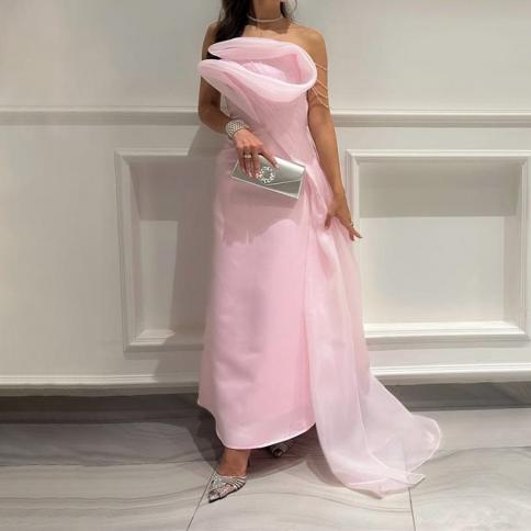Elegant Pink Evening Dresses For Women Off The Shoulder Floor-length  Straight Long Prom Party Wedding Gala Special Event Color Black US Size 10