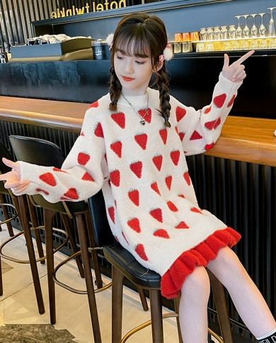 Girls red sweater on sale dress