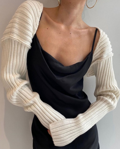 New Woolen Blouse Solid Color Long sleeved Sweater Jacket size One