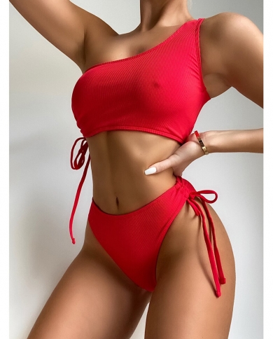 Women Swimsuit Solid Swimwear Female Bandage Micro Bikinis