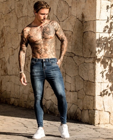 Mens stretch denim clearance jeans elastic waist