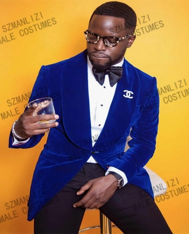 Velvet royal blue cheap suit