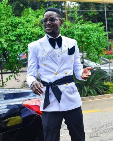 Casual White Double Breasted Blazer 2 Pieces Men Suits Costume