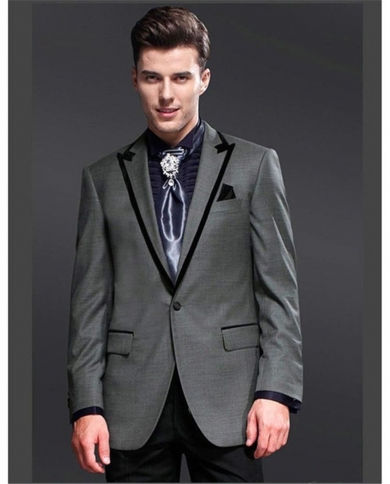 Mens suit grey outlet jacket black pants