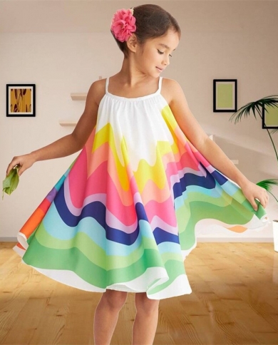 Mutilcolor Striped Girls Dress Summer Kids Dresses For Girls