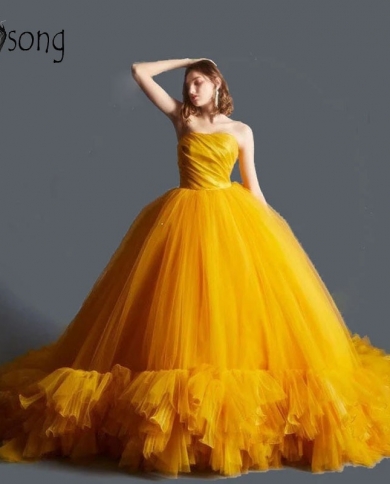 Golden yellow ball clearance gown