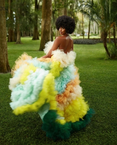 Colorful Rainbow Tulle Skirts For Phootshoot Long Ruffles Tiered
