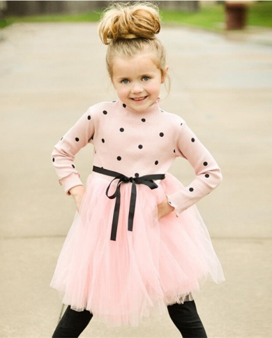 Kids Winter Long Sleeve Dress Girl Fashion Clothes Children Princess Tutu  Black