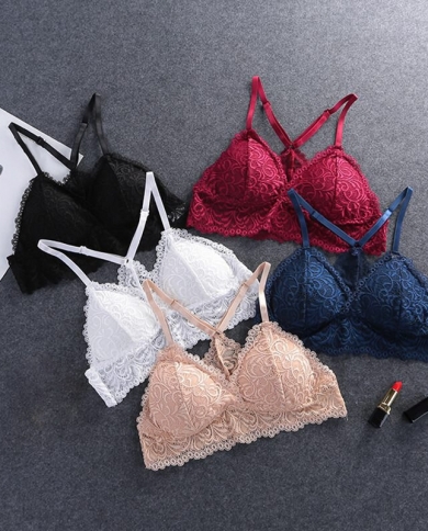 Bra Wireless Bras For Women Lingerie Bh Lace Bralette Push Up Bra Plus Size  Y Line Straps Backless Lace Bras Large Size Farbe Burgund