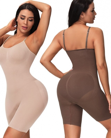 Seamless Women Bodysuit Butt Lifter Shapewear Waist Trainer Body Shaper  Strappy Back Chest Enhancing Corrective Underwea size M Color Coffee YY P802