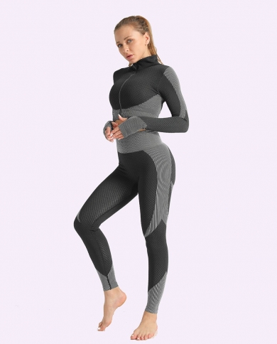 Seamless Yoga Set for Women, featuring high-waisted, peach-skin tight, –